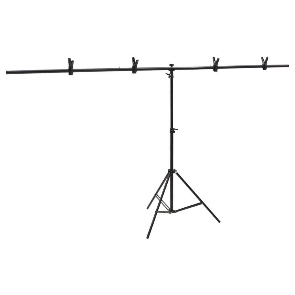 VidaXL Hintergrundständer T-förmig 201 x 60 x (70–200) cm Schwarz