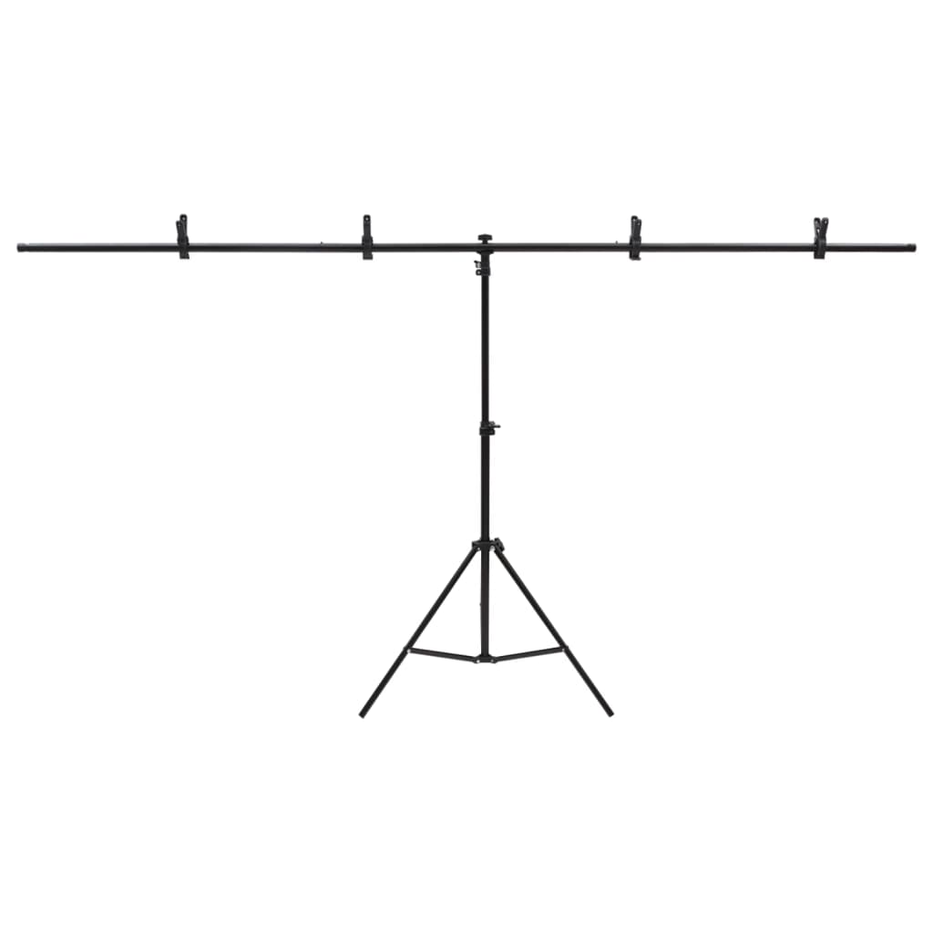 VidaXL Hintergrundständer T-förmig 201 x 60 x (70–200) cm Schwarz