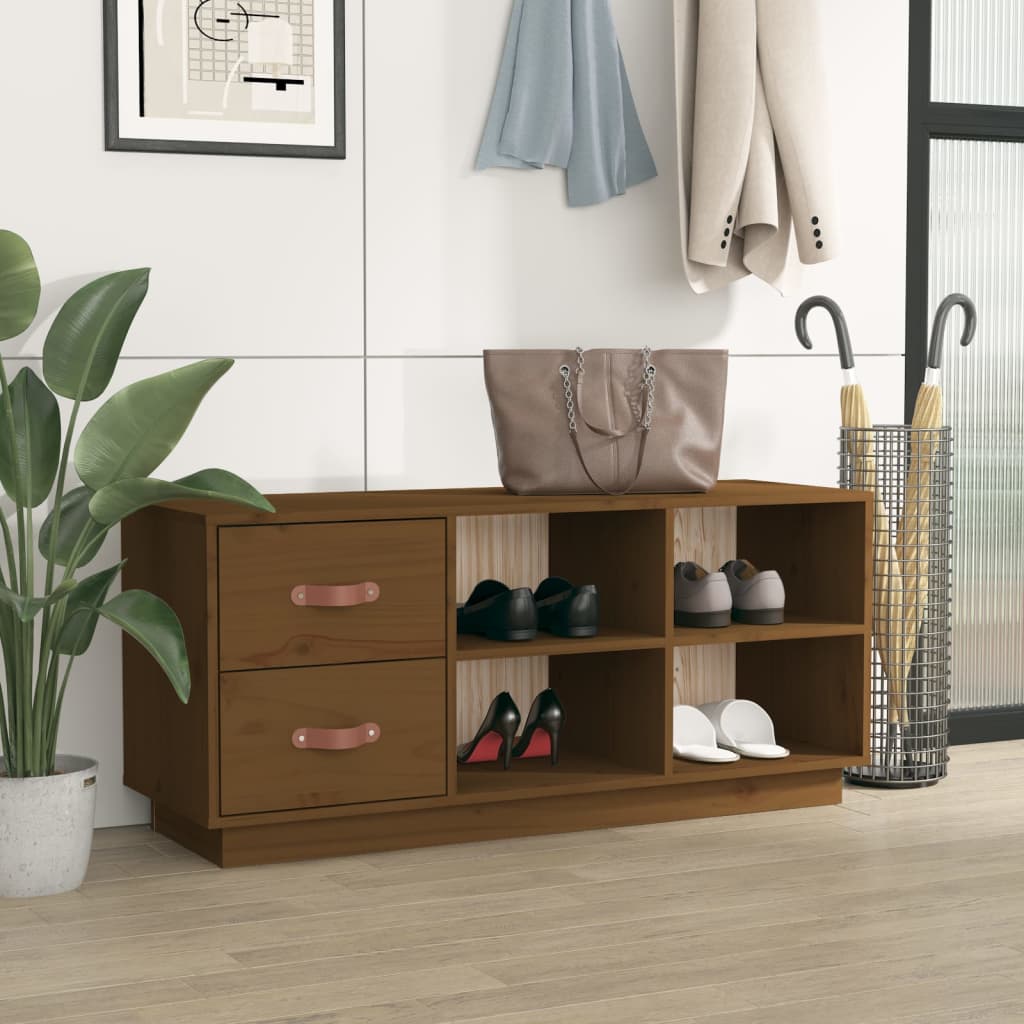 Vidaxx Schuhe Sofa 100x34x45 cm Festkiefer Honigbraun