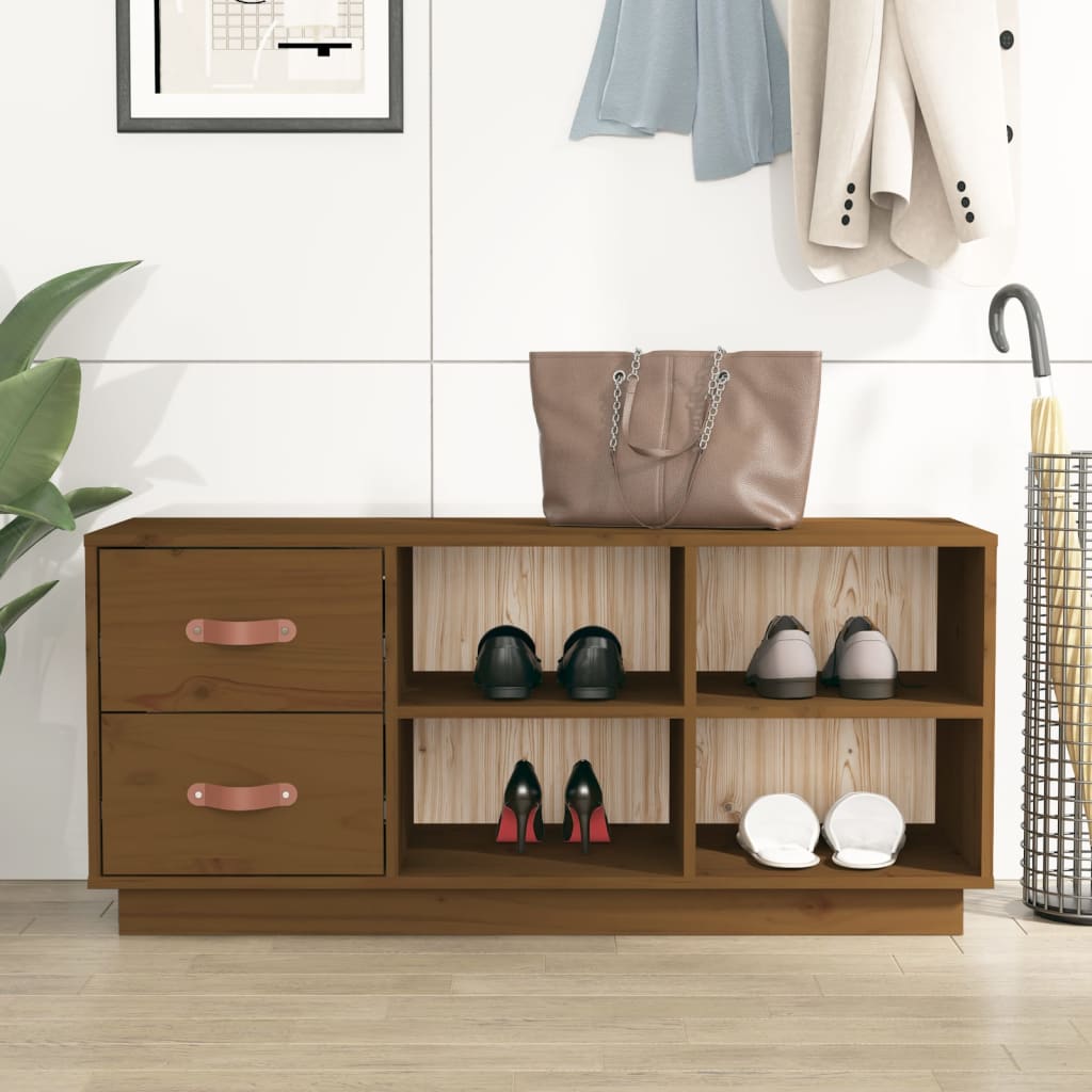 Vidaxx Schuhe Sofa 100x34x45 cm Festkiefer Honigbraun