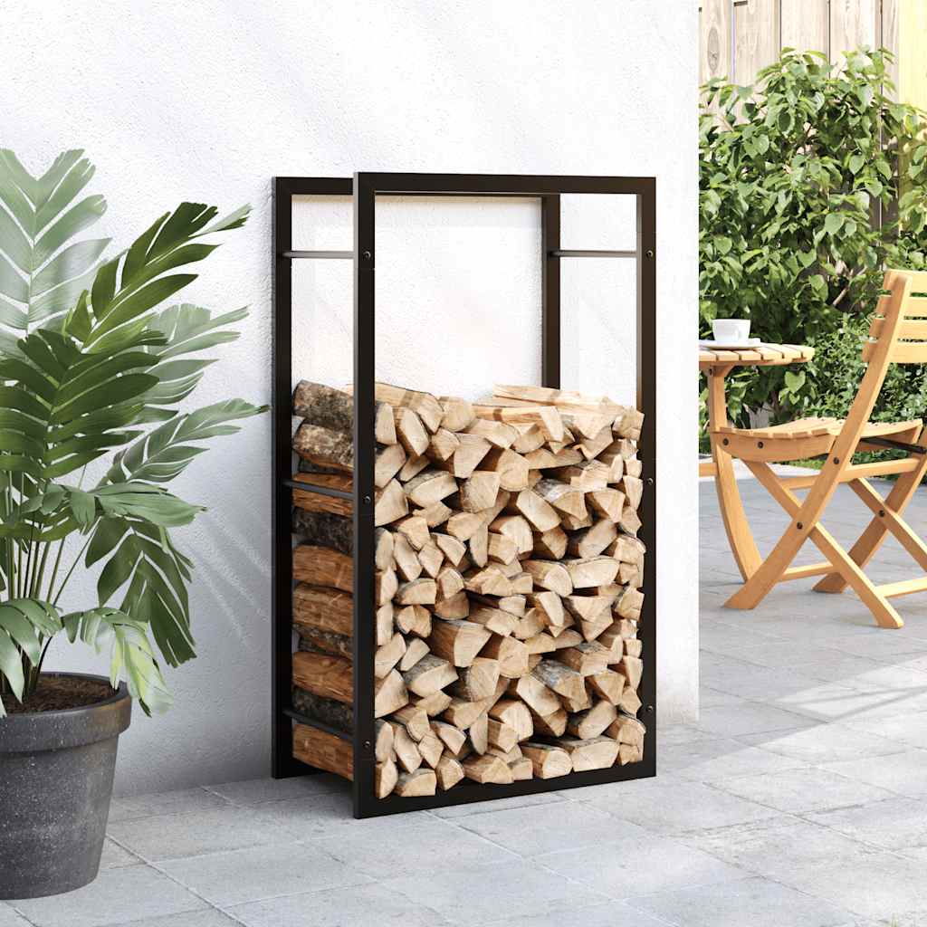 VidaXL Brennholzregal 50x28x94 cm Stahl Mattschwarz