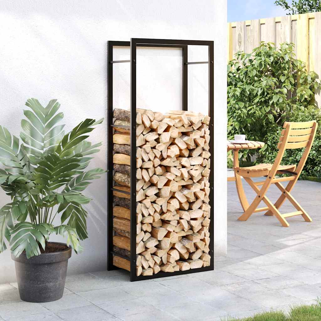 VidaXL Brennholzregal 50x28x132 cm Stahl Mattschwarz