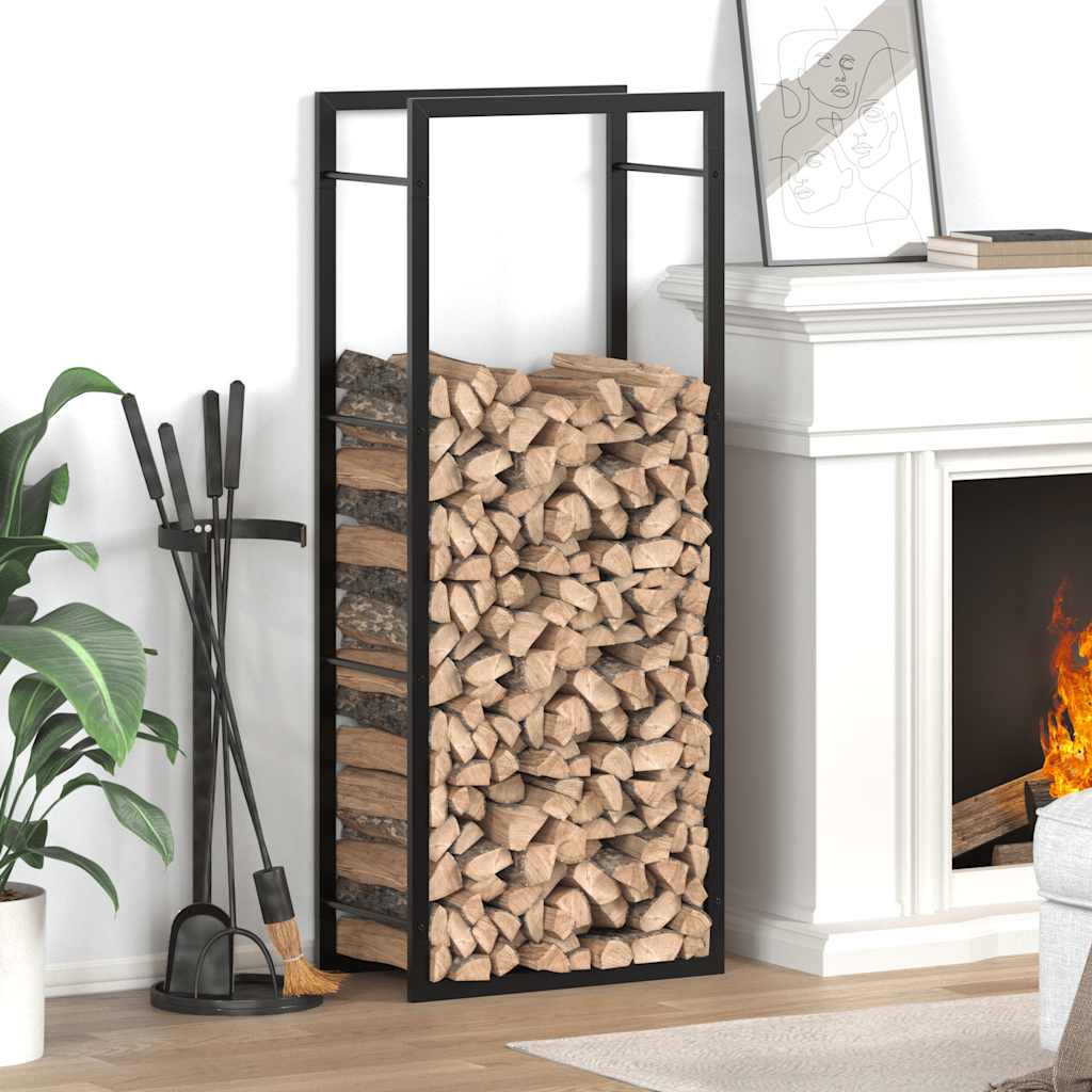 VidaXL Brennholzregal 50x28x132 cm Stahl Mattschwarz