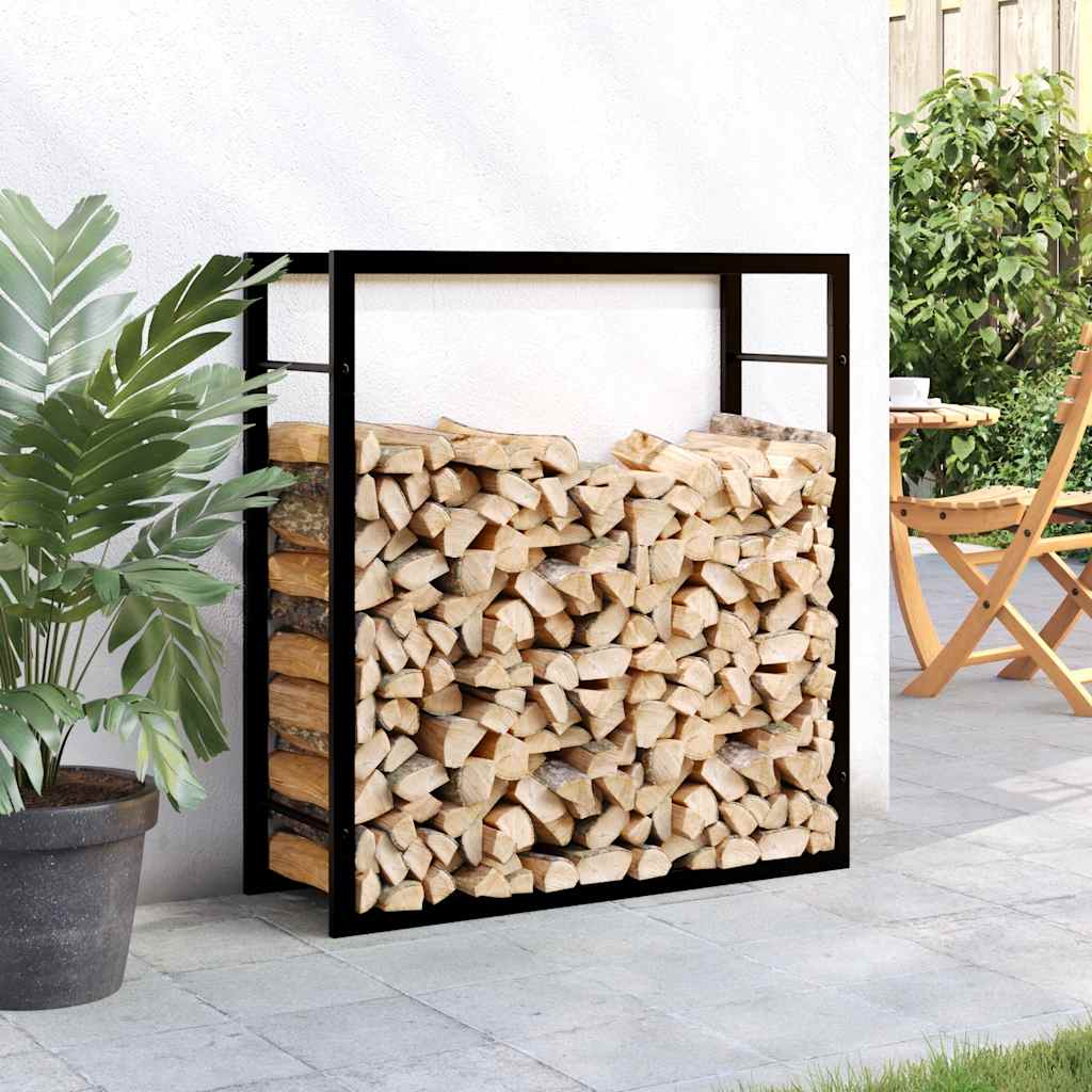 VidaXL Brennholzregal 80x28x86 cm Stahl Mattschwarz