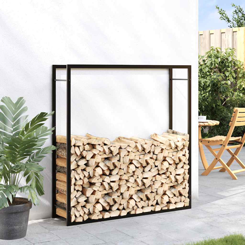 VidaXL Brennholzregal 110x28x116 cm Stahl Mattschwarz