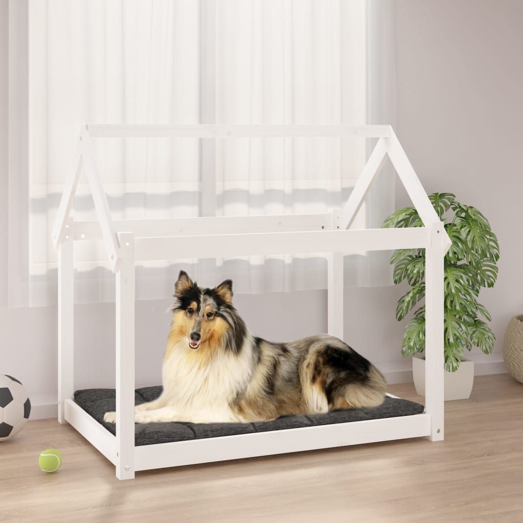 VidaXL Hundekorb 101x70x90 cm Festkiefer weiß