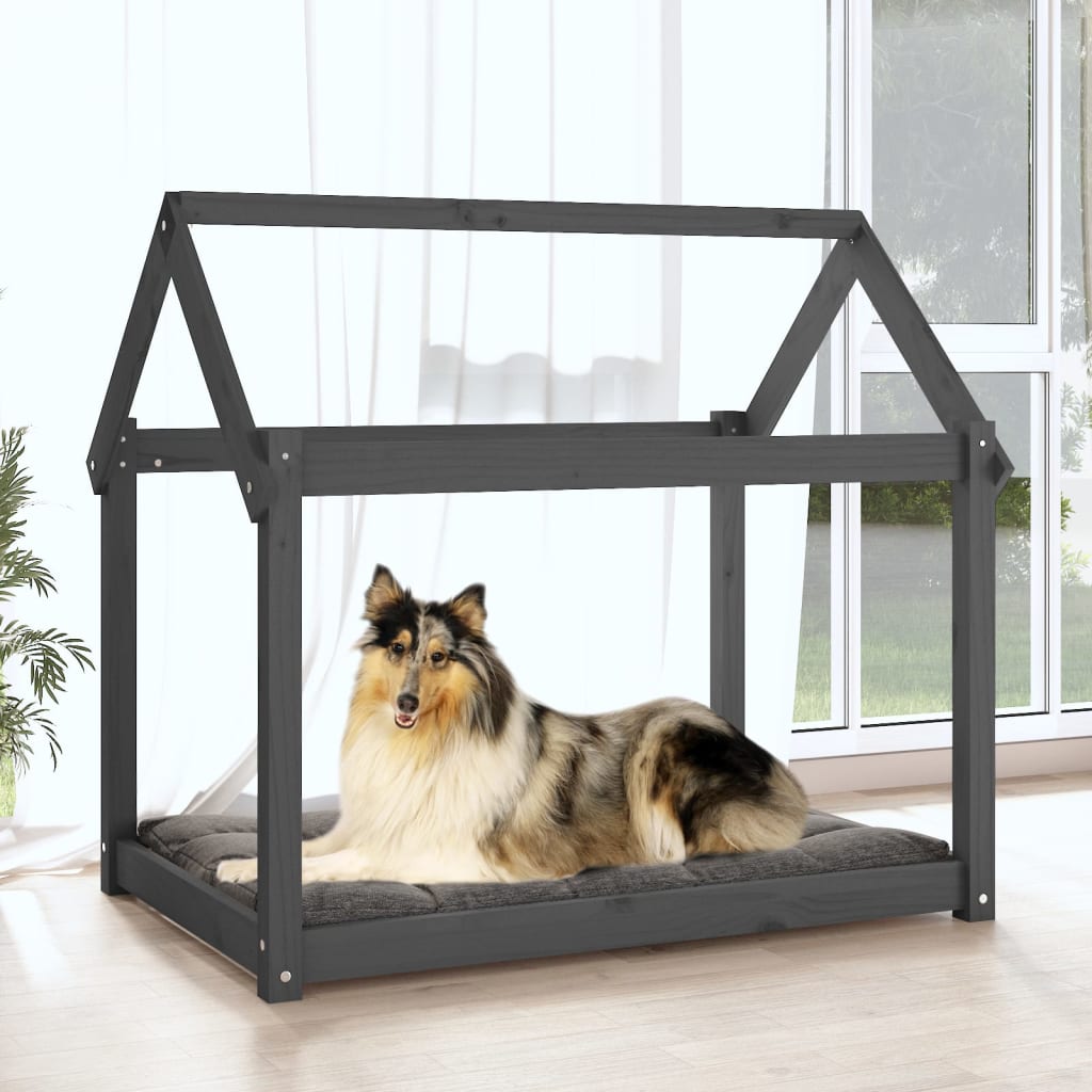 Vidaxxl Hundebett 101x70x90 cm Festkieferngrau grau grau