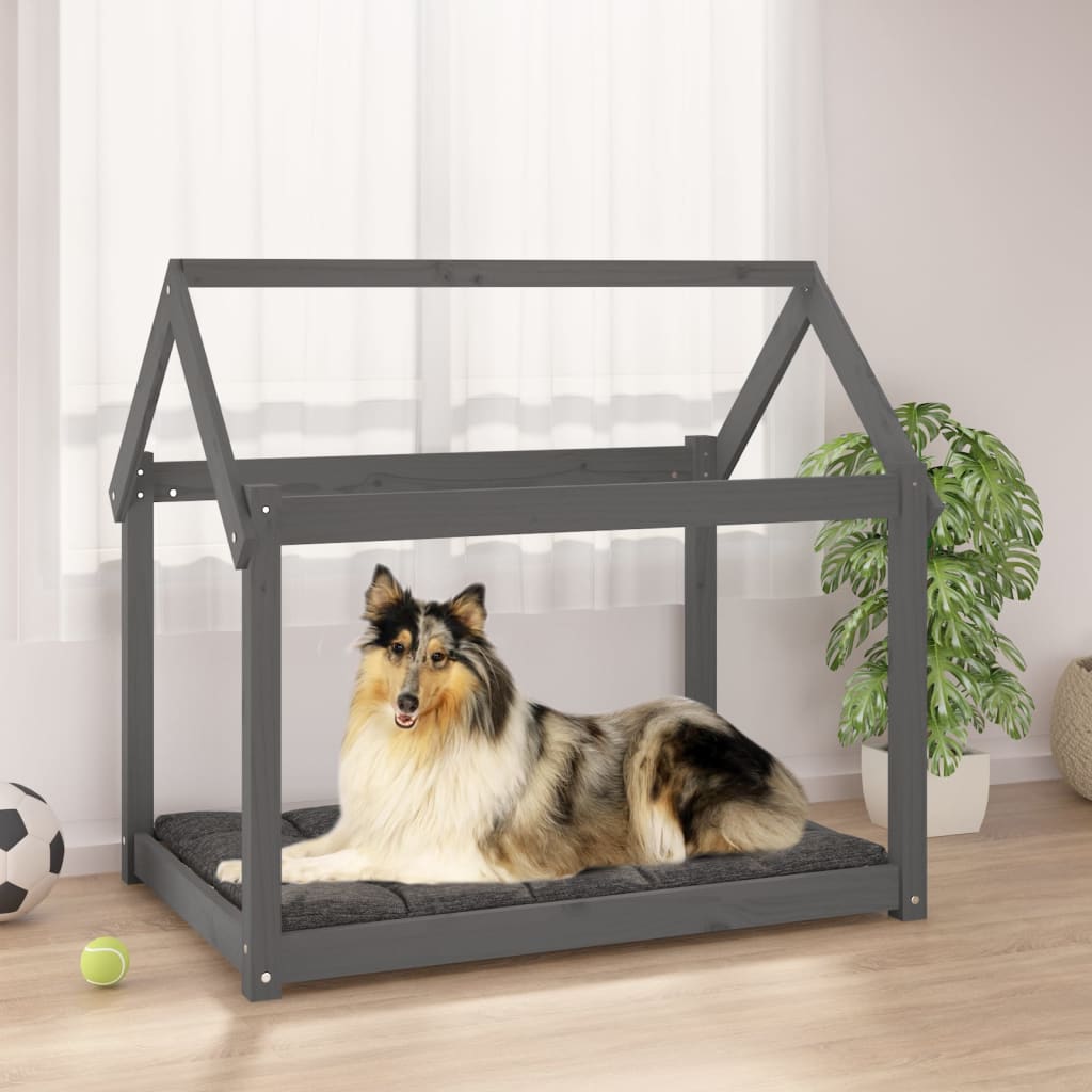 Vidaxxl Hundebett 101x70x90 cm Festkieferngrau grau grau