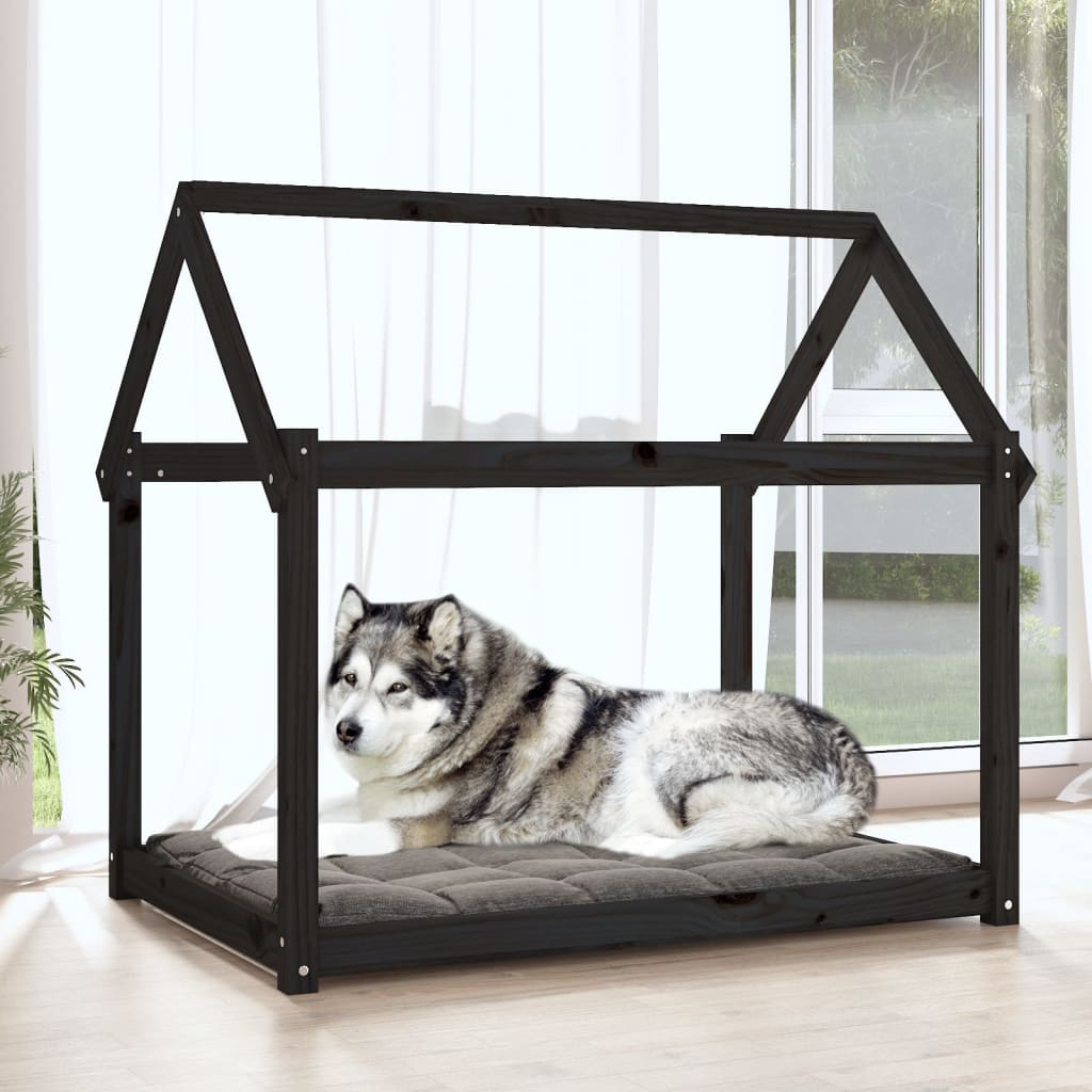 VidaXL Hundekorb 111x80x100 cm Festkiefer schwarz
