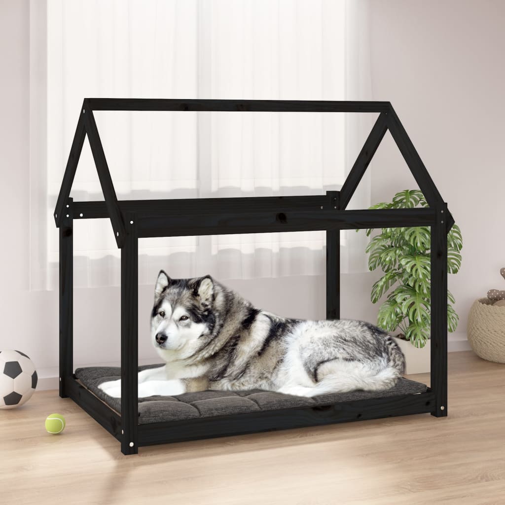 VidaXL Hundekorb 111x80x100 cm Festkiefer schwarz