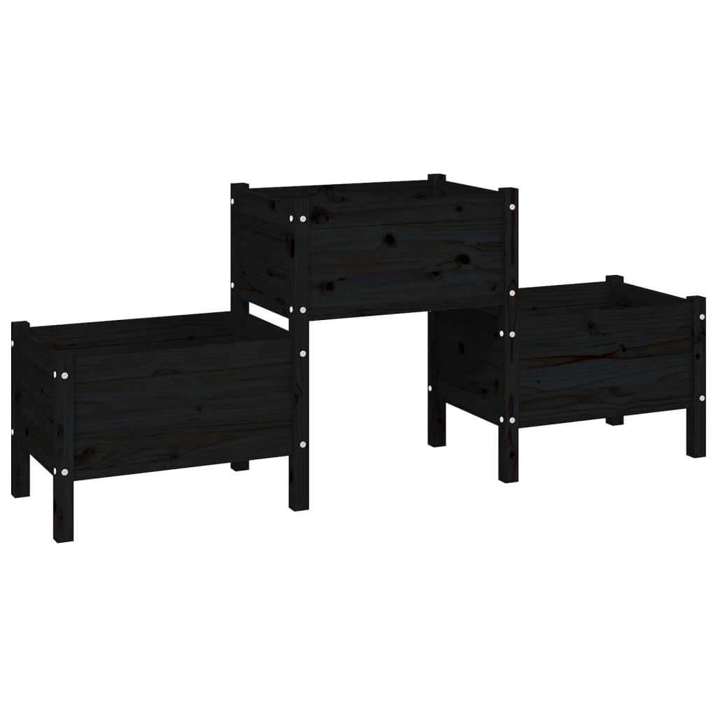 VIDAXL - Pflanzkasten 178,5 x 44 x 75 cm, Kiefernholz massiv, Schwarz