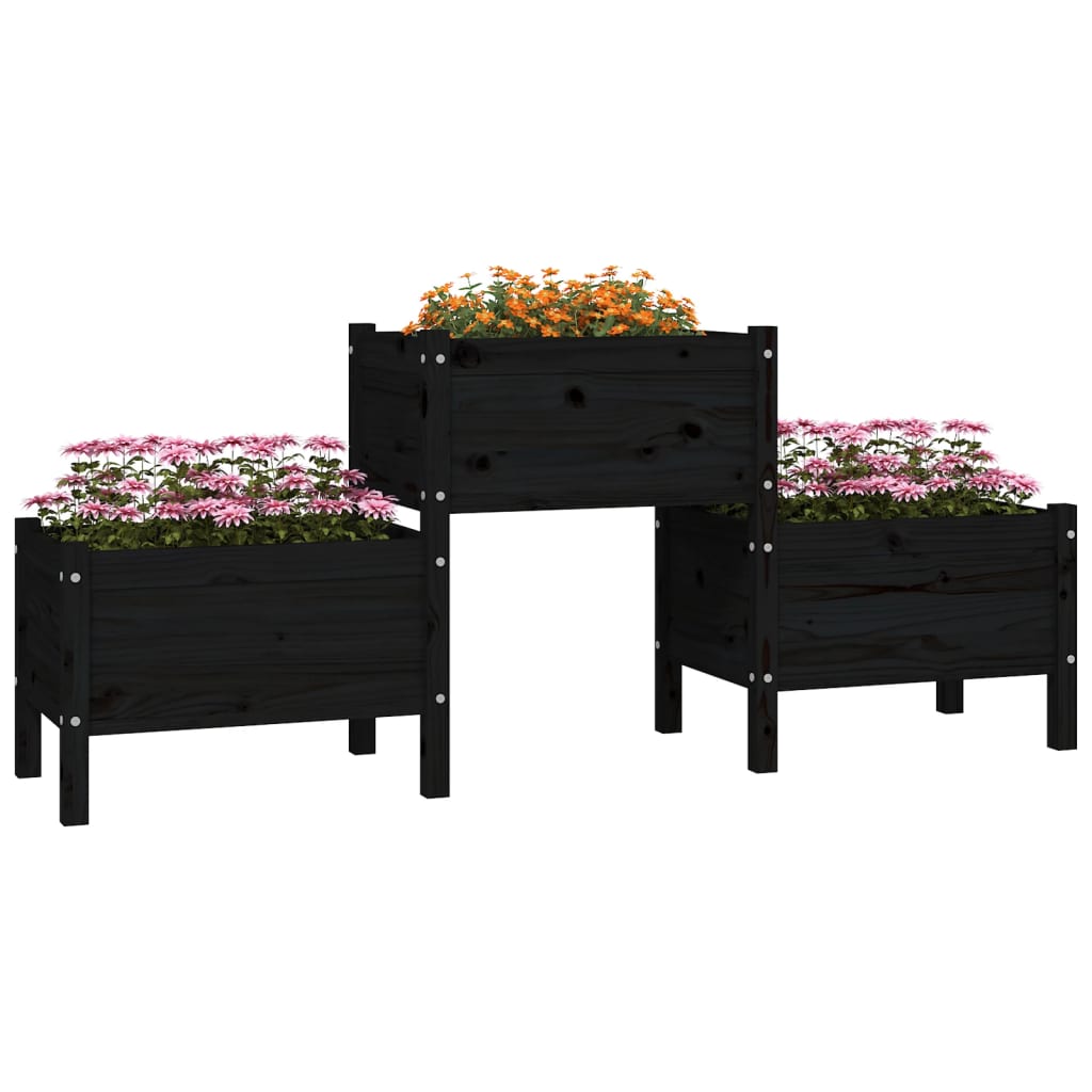 VIDAXL - Pflanzkasten 178,5 x 44 x 75 cm, Kiefernholz massiv, Schwarz