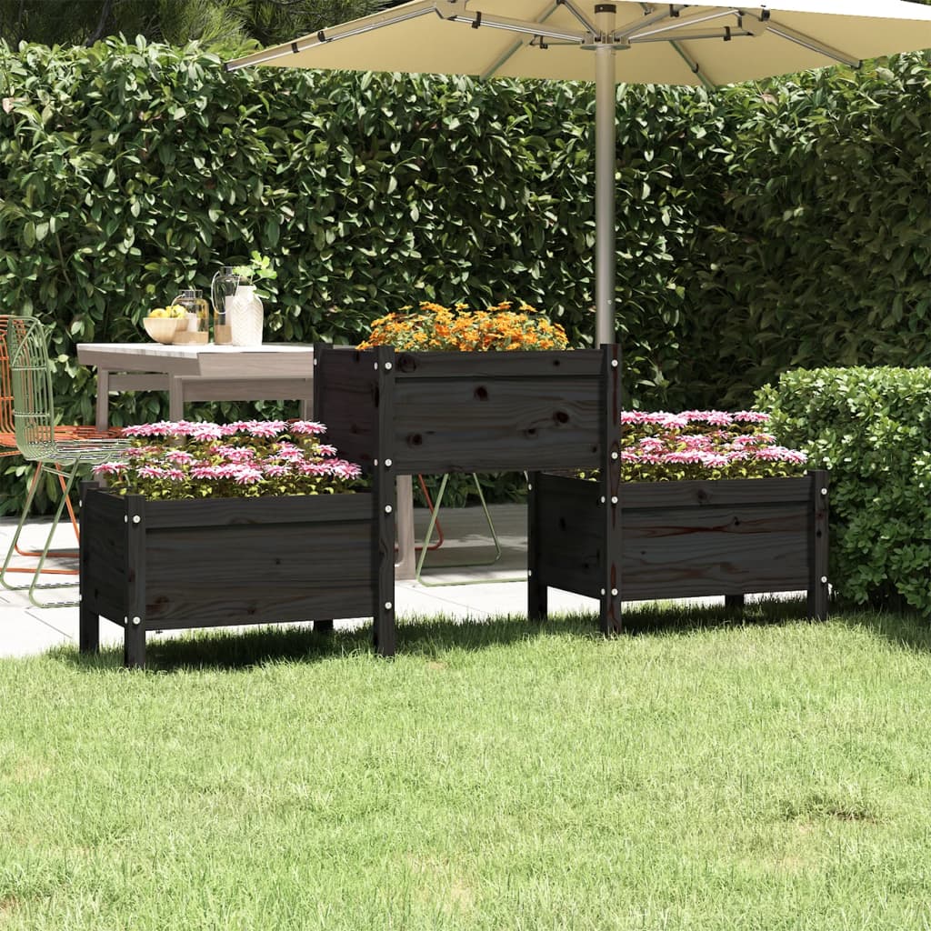 VIDAXL - Pflanzkasten 178,5 x 44 x 75 cm, Kiefernholz massiv, Schwarz