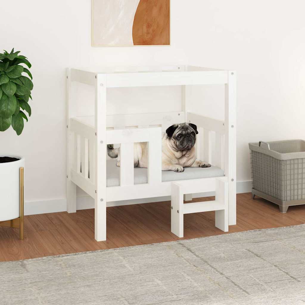 VidaXL Hundekorb 65,5x43x70 cm Festkiefer weiß