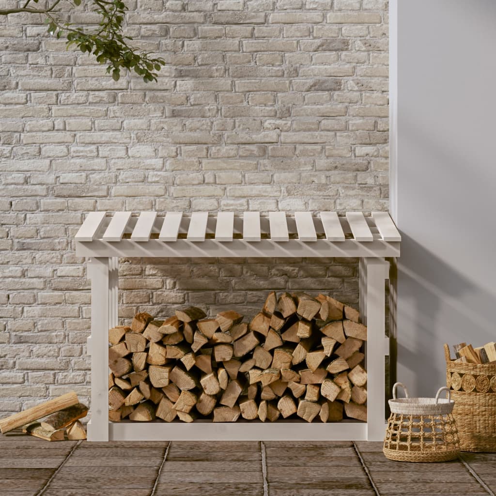 Vidaxxl -Kamin Trek 108x64,5x77 cm Festkiefer weiß