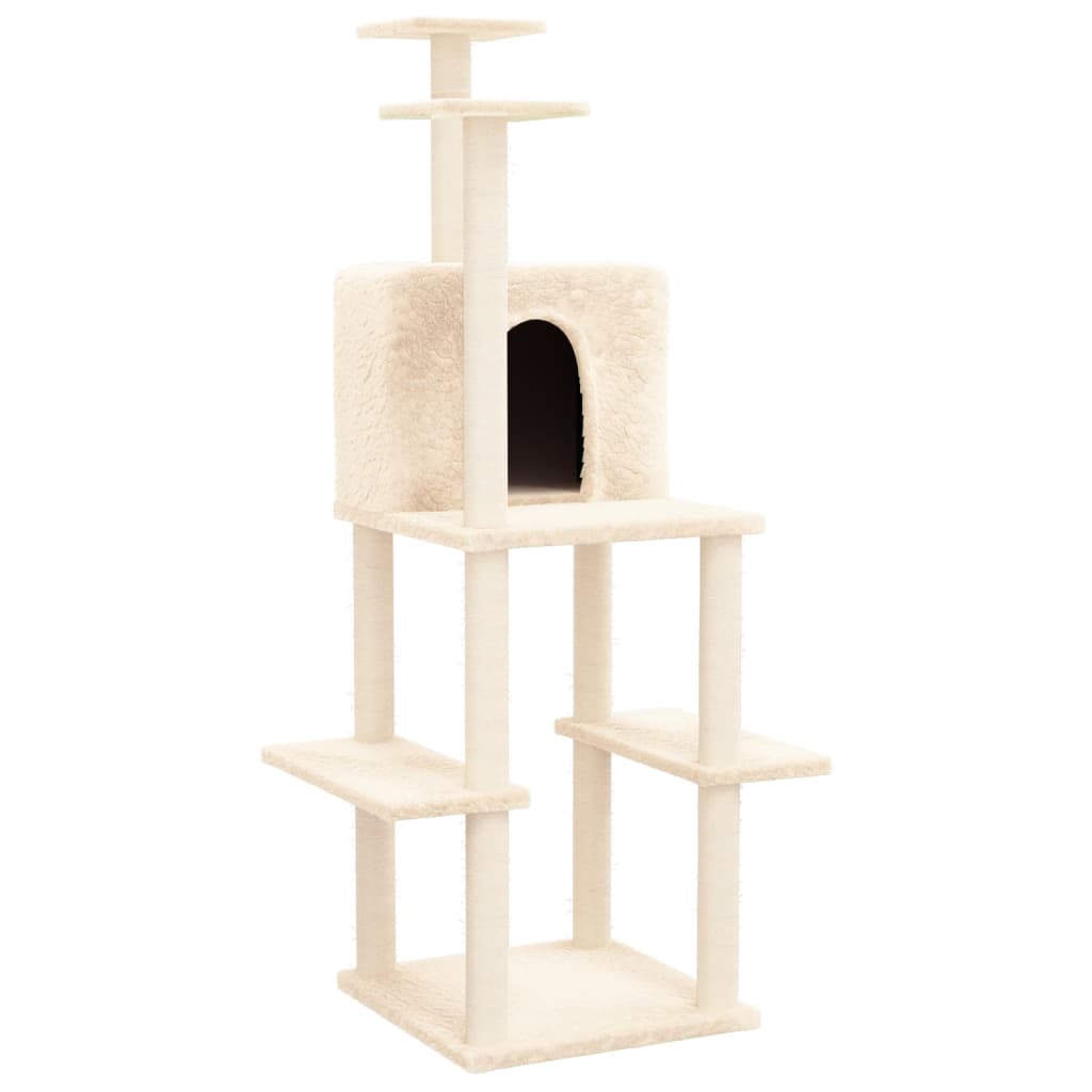 Vidaxl -Katzenmöbel mit Sisal -Kratzerposten 144,5 cm Creme -Farbig