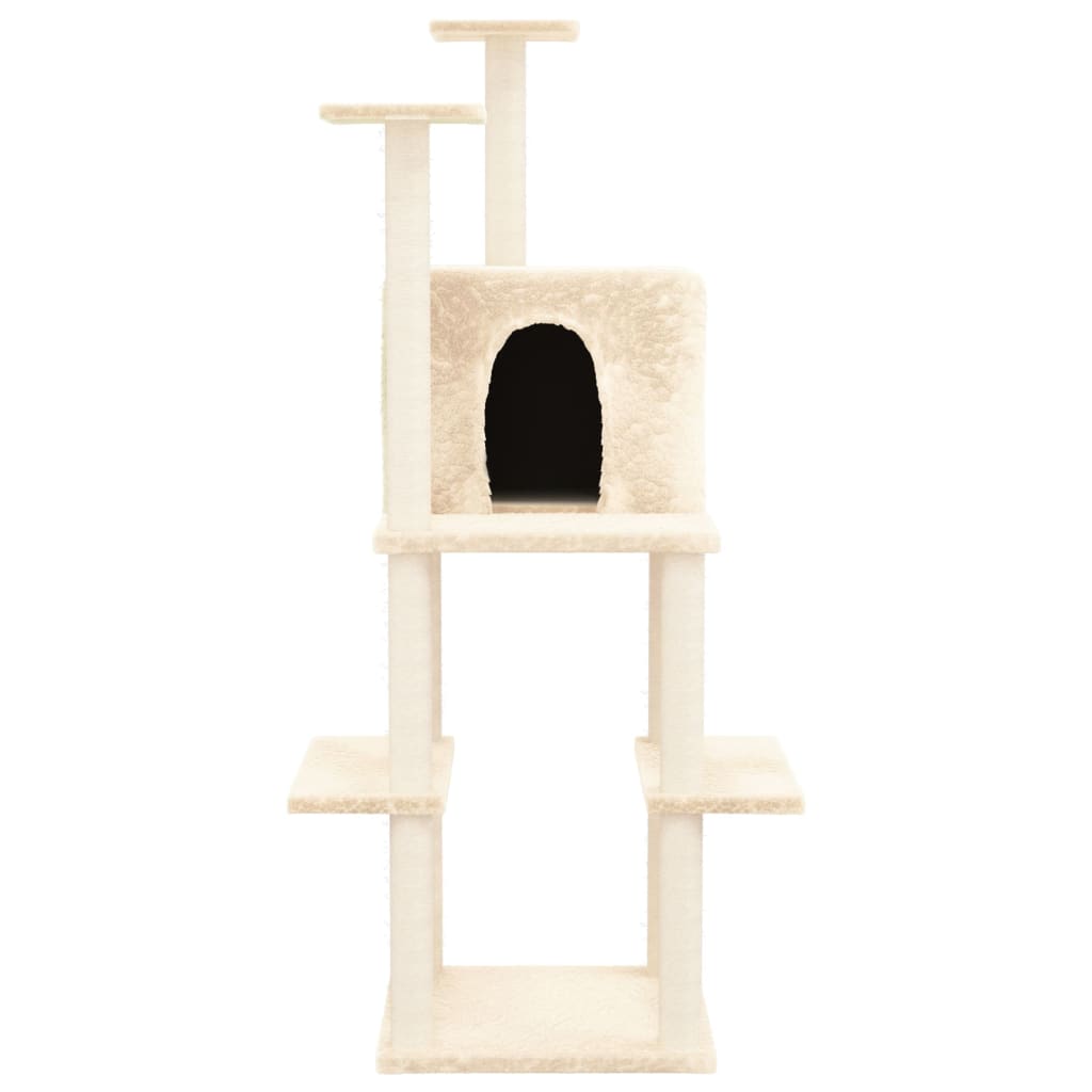 Vidaxl -Katzenmöbel mit Sisal -Kratzerposten 144,5 cm Creme -Farbig