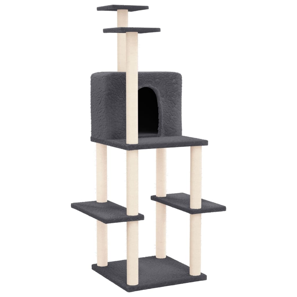 Vidaxl-Katzenmöbel mit Sisal-Kratzern 144,5 cm dunkelgrau