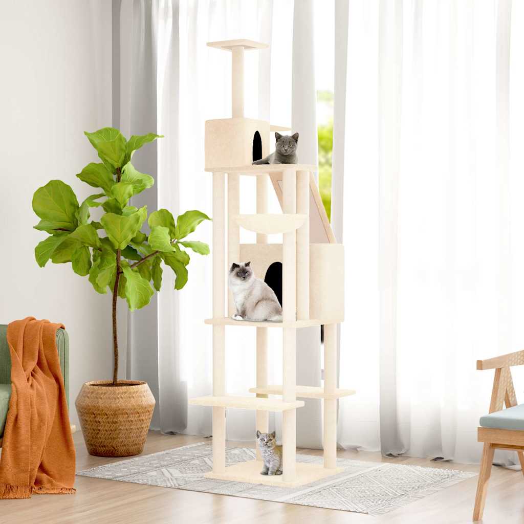 Vidaxl -Katzenmöbel mit Sisal -Kratzer -Pfosten 201 cm Creme -Farbig