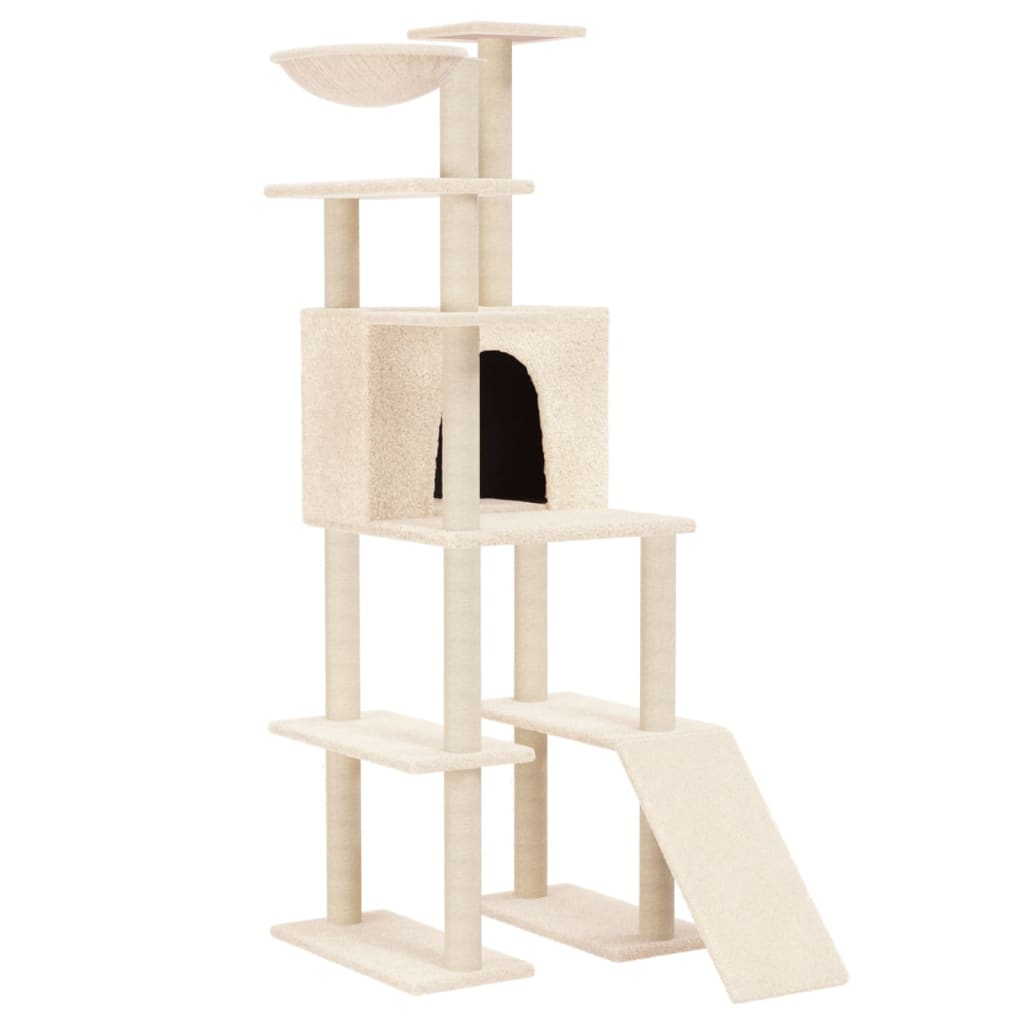 Vidaxl -Katzenmöbel mit Sisal -Kratzerpfosten 166 cm creme - geliert