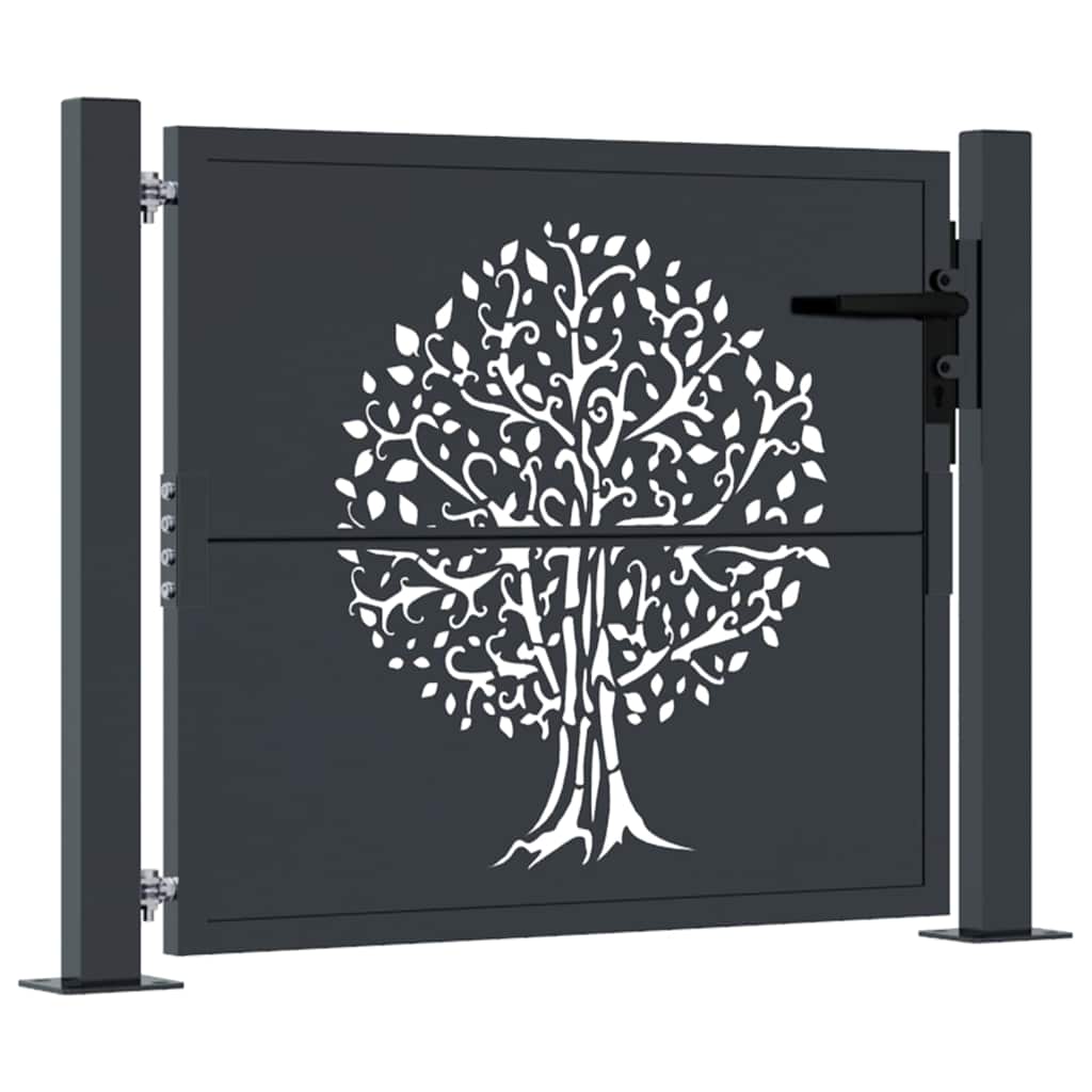 Vidaxl poort 100x75 cm met boomontwerp staal antracietkleurig