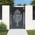 VIDAXL TOR 105x130 cm mit Baumdesign Stahl -Anthrazit -gelöscht