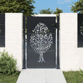 Vidaxl poort 100x150 cm met boomontwerp staal antracietkleurig