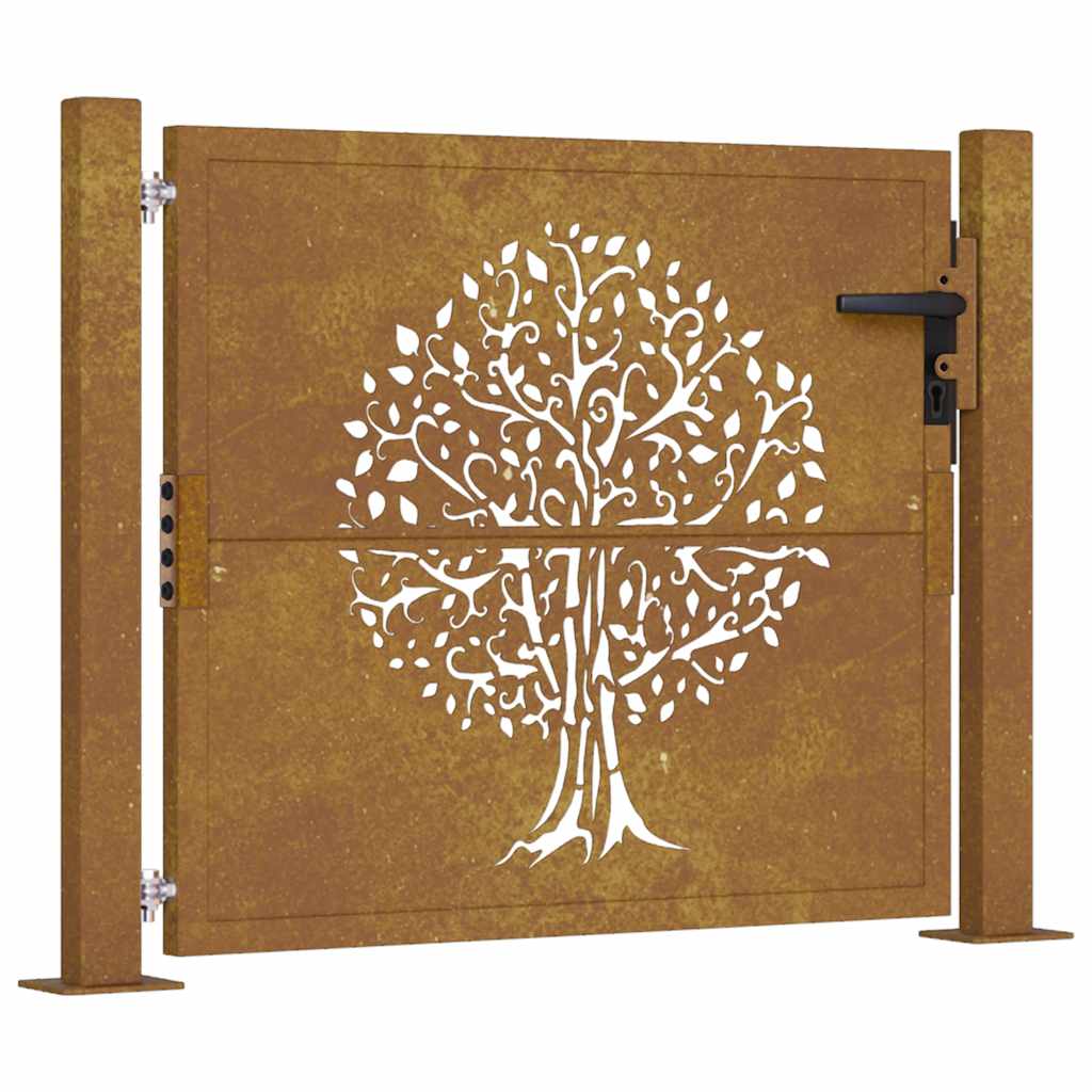 Vidaxl Tor 105x80 cm Baumdesign Cortenstahl