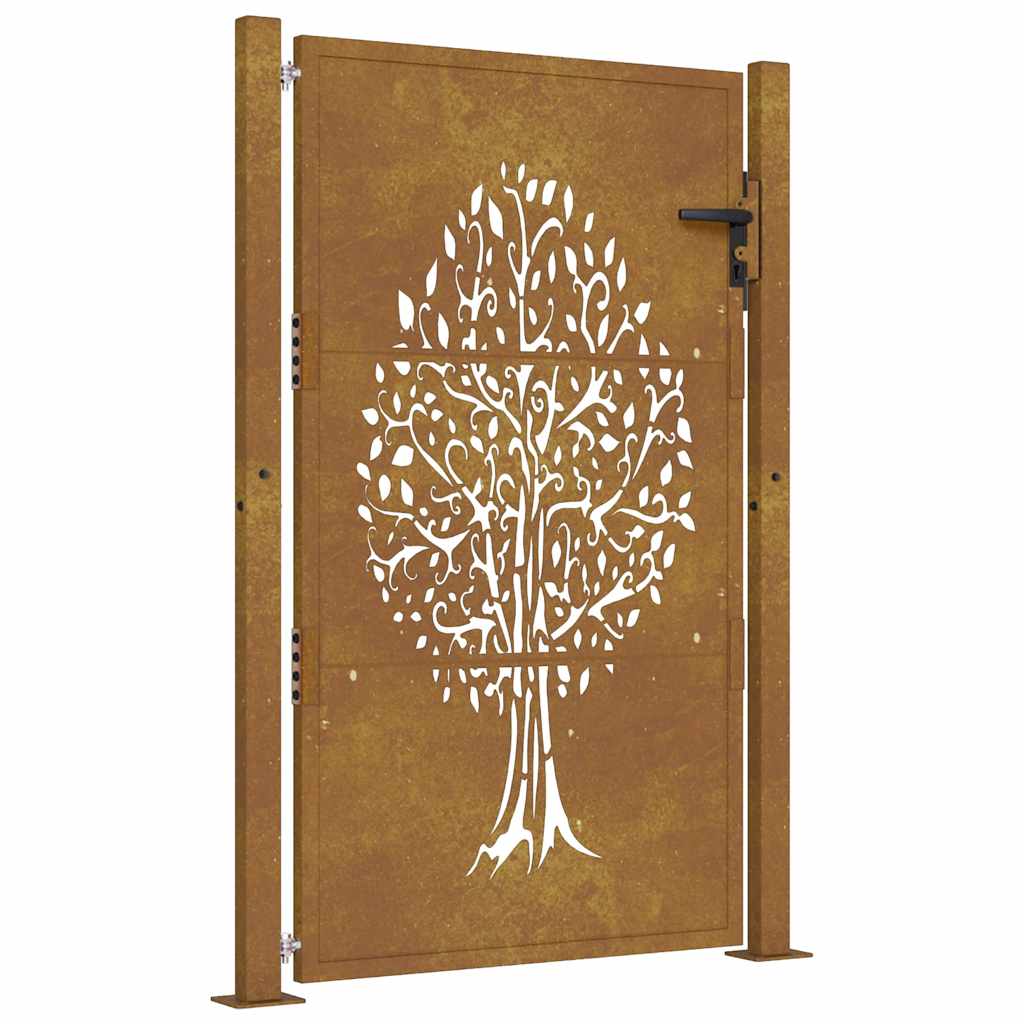 Vidaxl Tor 105x155 cm Baumdesign Cortenstahl