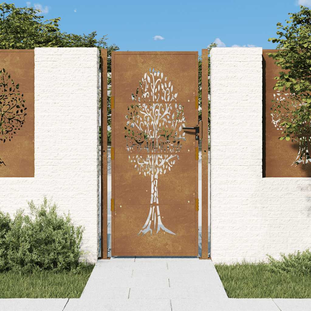 Vidaxl Tor 105x205 cm Cortenstahl Baumdesign