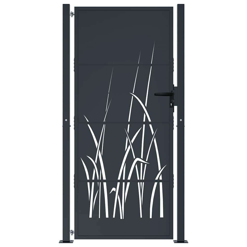 Vidaxl poort 100x175 cm met grasontwerp staal antracietkleurig