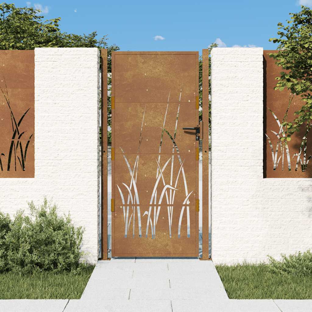 Vidaxl Tor mit Rasendesign 105x205 cm Cortenstahl