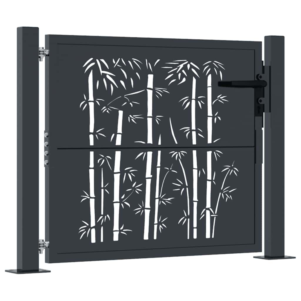 Vidaxl poort met bamboe-ontwerp 100x100 cm staal antracietkleurig