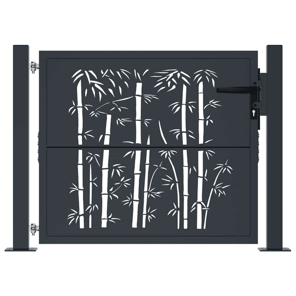 Vidaxl poort met bamboe-ontwerp 100x100 cm staal antracietkleurig