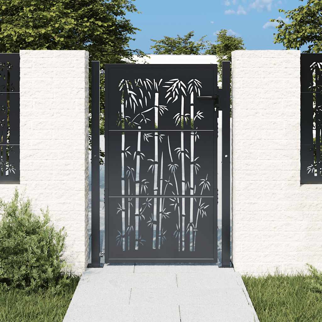Vidaxl poort met bamboe-ontwerp 100x150 cm staal antracietkleurig