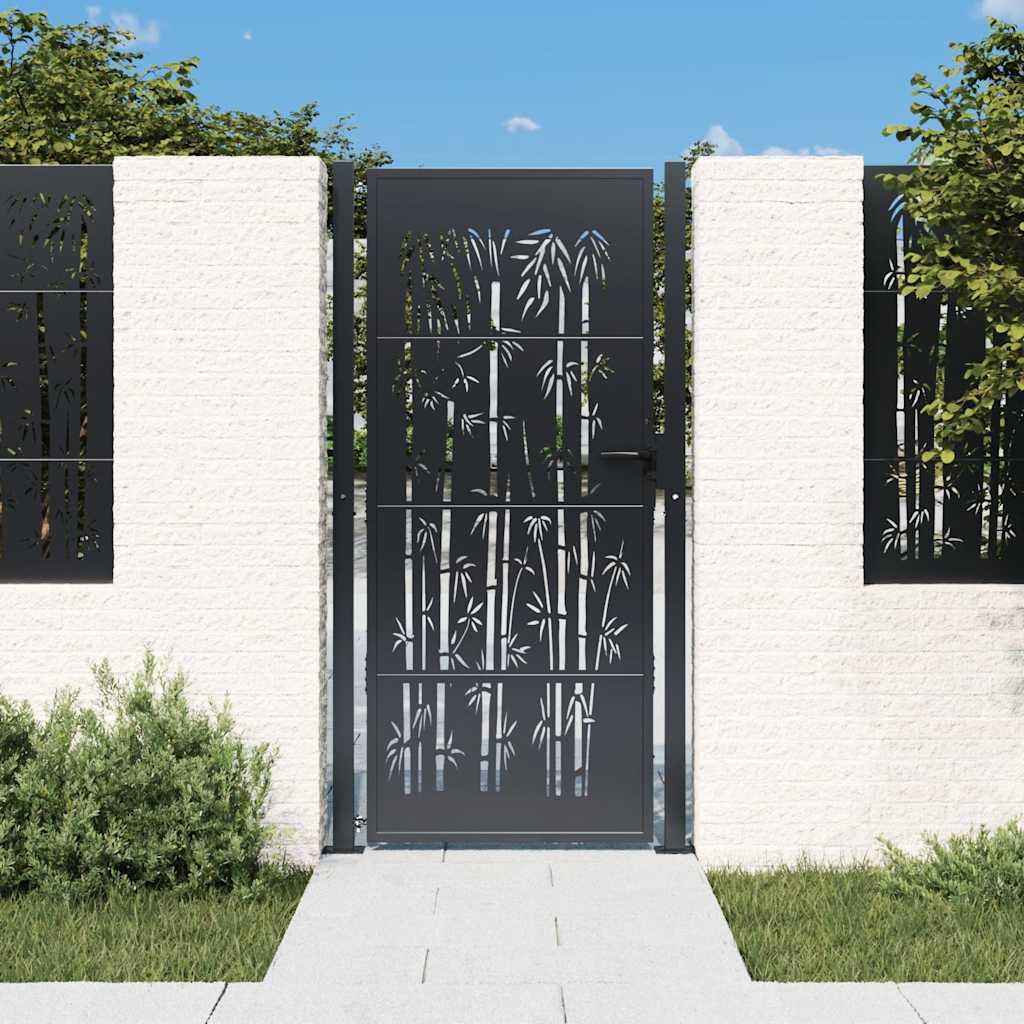 VIDAXL-Anker mit Bambus-Design 105x180 cm Stahl Anthrazitfarben