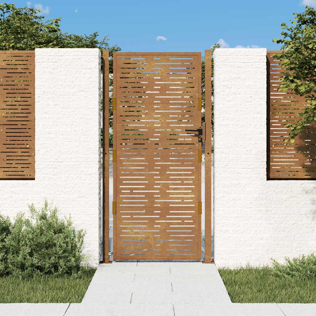 Vidaxl poort 100x175 cm vierkant cortenstaal