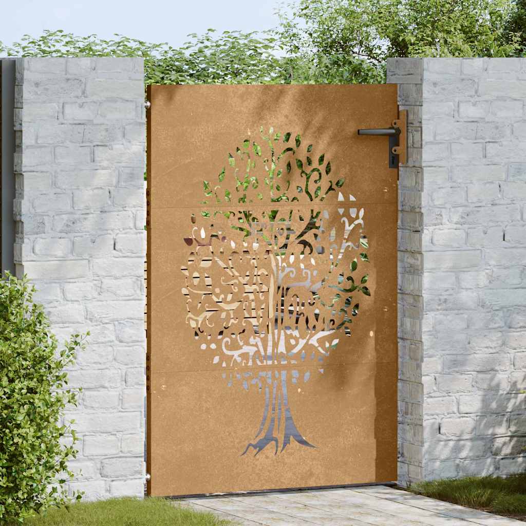 Vidaxl Tor 85x125 cm Baumdesign Cortenstahl