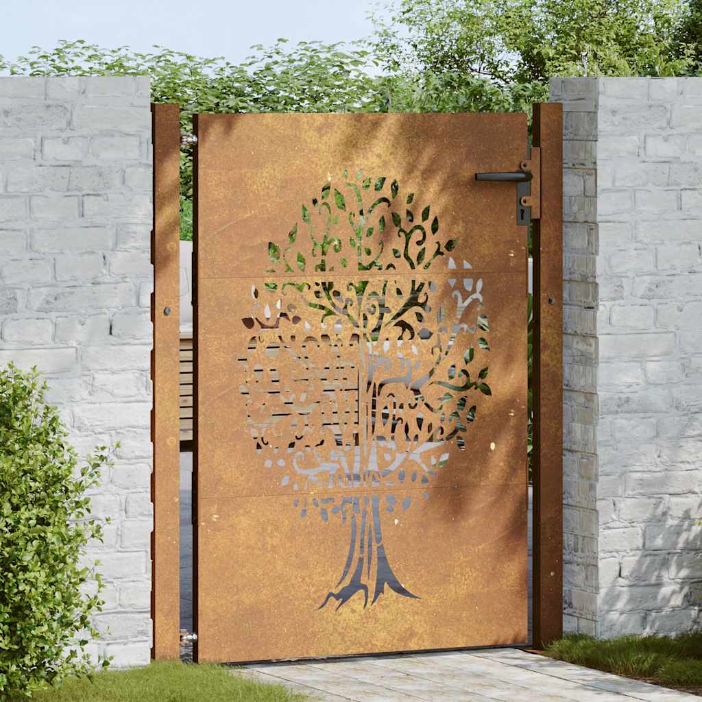 Vidaxl Tor 105x155 cm Baumdesign Cortenstahl