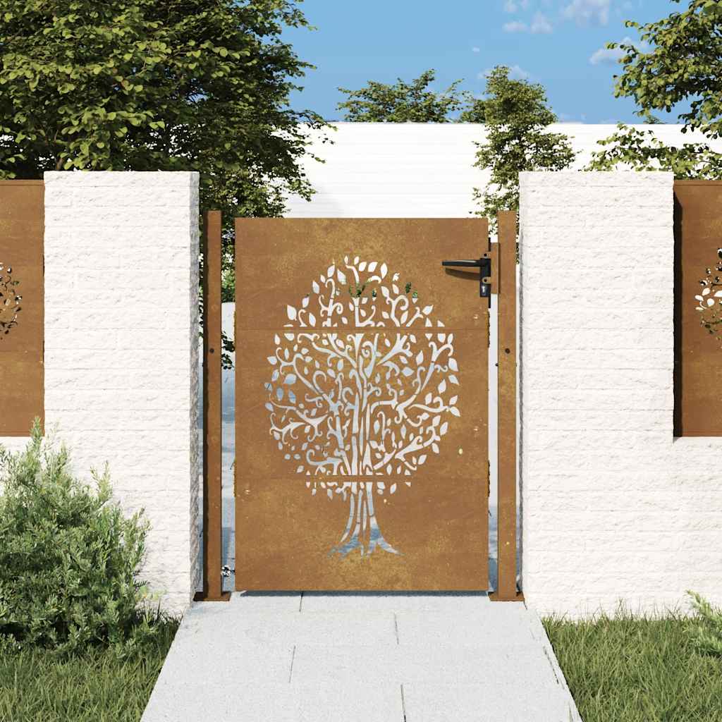 Vidaxl Tor 105x155 cm Baumdesign Cortenstahl