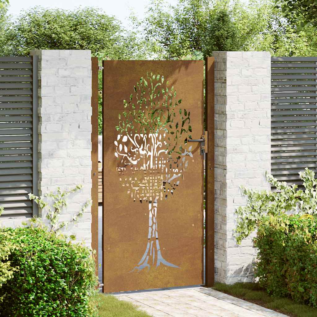 Vidaxl Tor 105x205 cm Cortenstahl Baumdesign