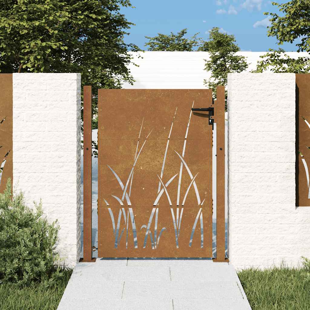 Vidaxl poort 100x125 cm grasontwerp cortenstaal