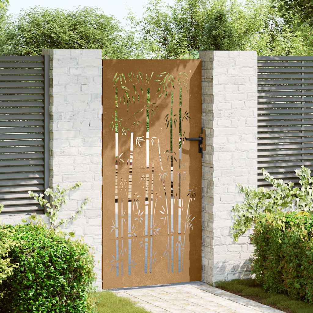 Vidaxl poort 85x175 cm bamboe-ontwerp cortenstaal