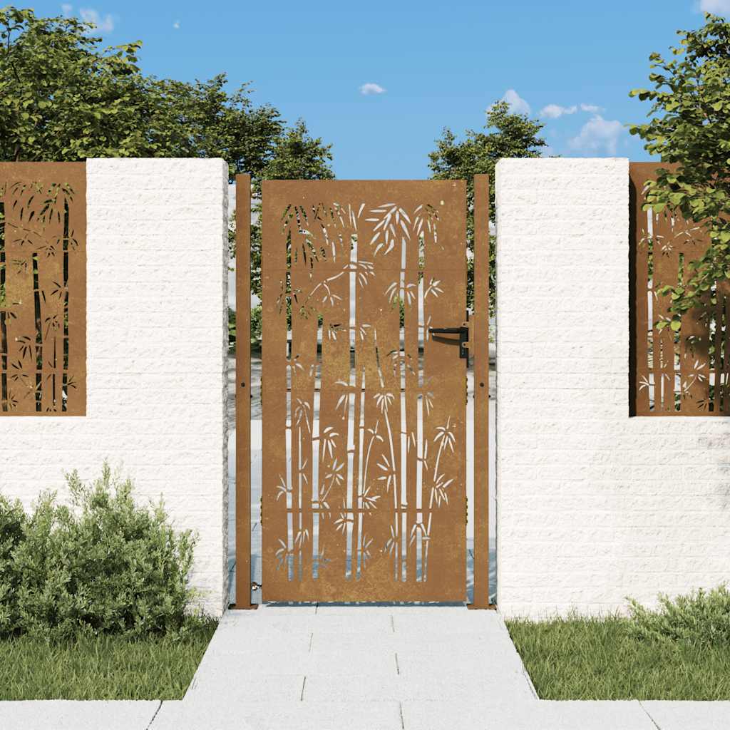 Vidaxl poort 100x200 cm bamboe-ontwerp cortenstaal