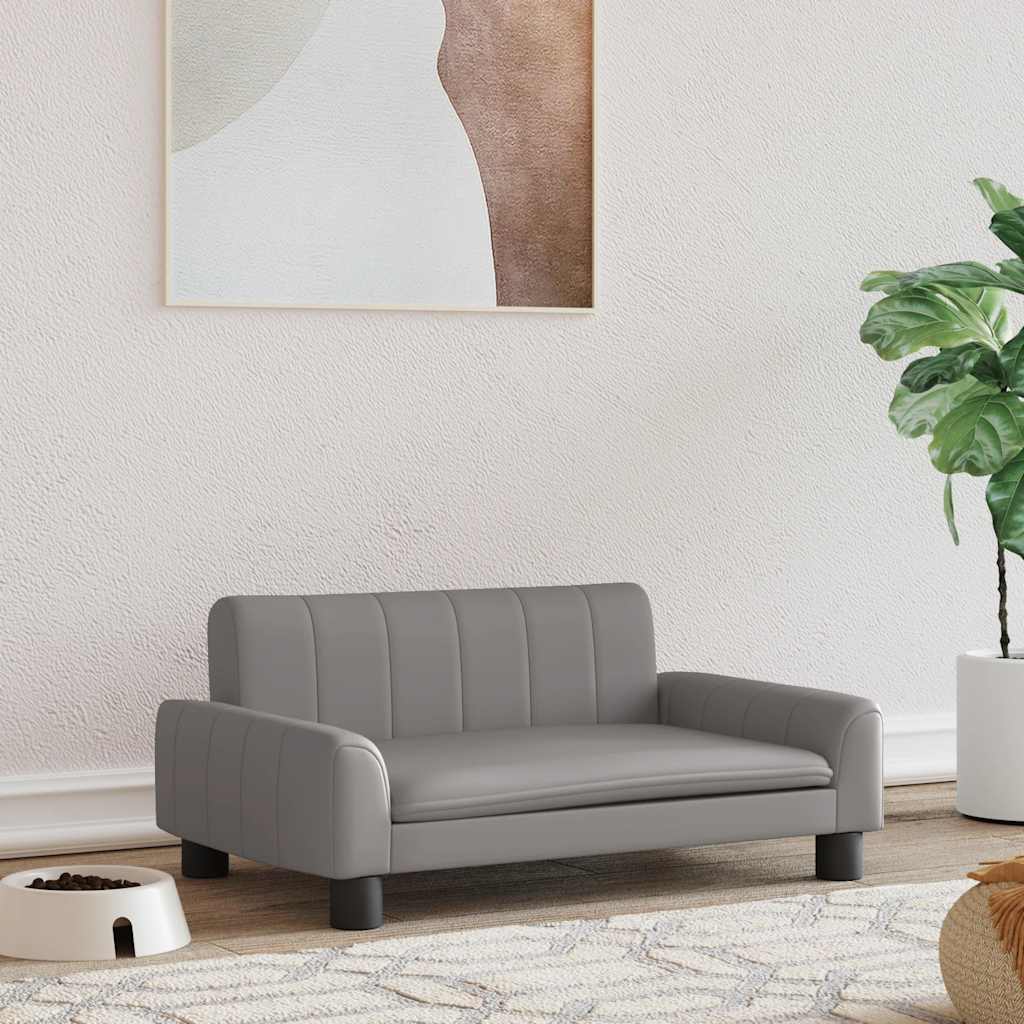 VidaXL Hundekorb 70x45x30 cm, Kunstleder, grau