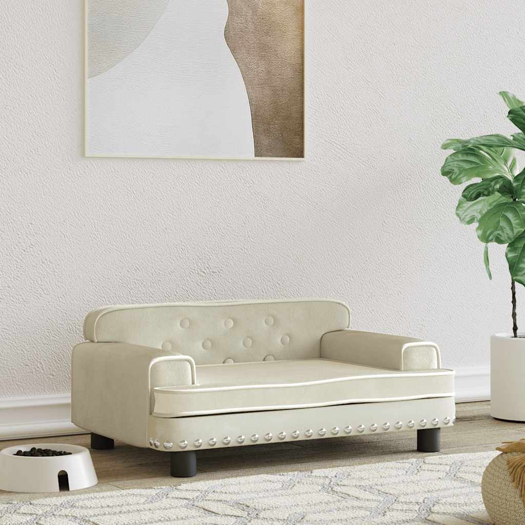 VidaXL Hundekorb 70x45x30 cm Samtcreme farbig