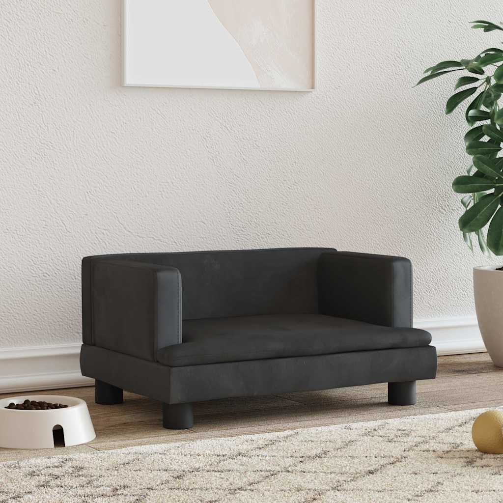 VidaXL Hundekorb 60x40x30 cm Samtschwarz