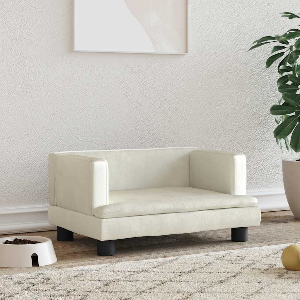 VidaXL Hundekorb 60x40x30 cm Samtcreme farbig