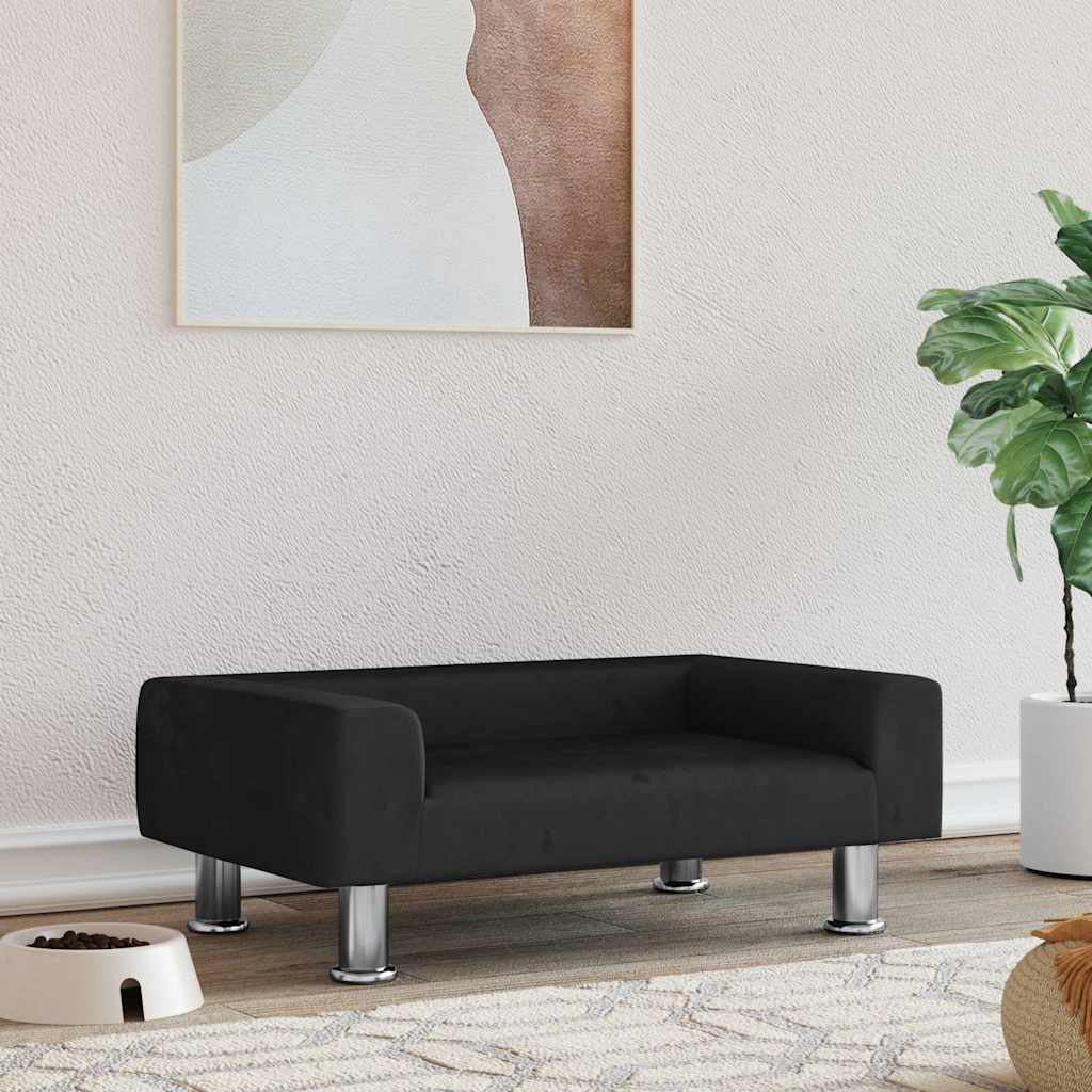 VidaXL Hundekorb 70x45x26,5 cm Samtschwarz
