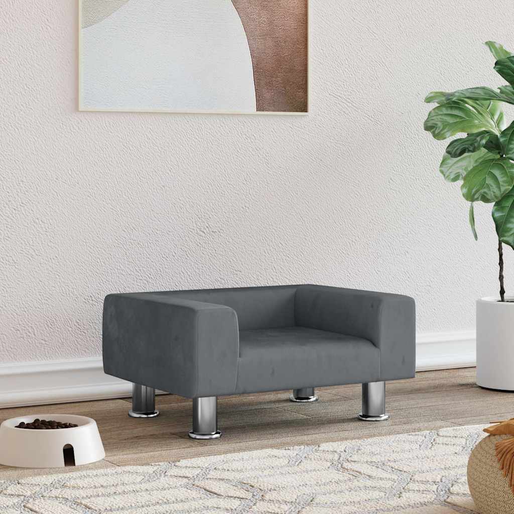 VidaXL Hundebett 50x40x26,5 cm Samt Dunkelgrau